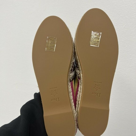 NIB DIOR Granville Logo Embroidered Multicolor Patchwork Flat Espadrille 38 - Picture 8 of 9